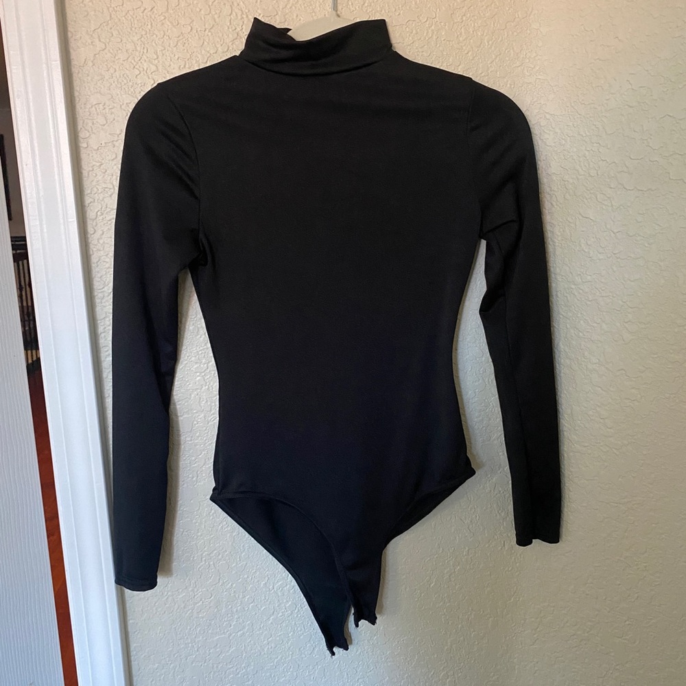 Black mock neck bodysuit